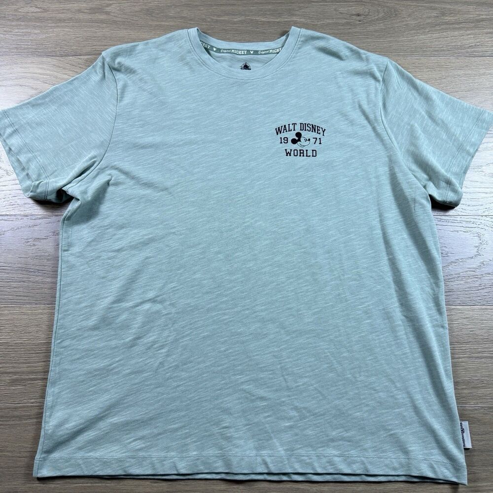 Disney Original Mickey Shirt Men XL Walt Disney World 1971 Logo Crew Green